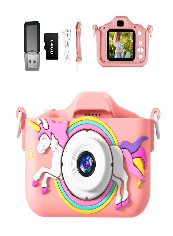Snowall Kids Camera, Rainbow Design, 2.0 Inch LCD Screen, with 64GB Memory Card, Girls Toy - Image 1